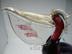 HUGE 30cm vintage Italian Murano Alfredo Barbini sommerso gold glass pelican 5KG