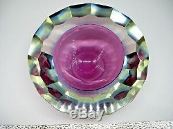 HUGE 7 17cm vintage faceted Murano Mandruzzato sommerso Glass geode Caviar bowl