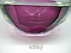 HUGE 7 17cm vintage faceted Murano Mandruzzato sommerso Glass geode Caviar bowl