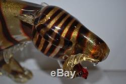 HUGE Vintage Barbini Murano Glass Tiger 18 inches Long