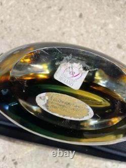 HUGE Vintage Italian Sommerso Murano Glass Vase Green Brown Amber 21.4 Pounds
