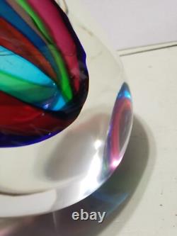 HUGE Vintage Murano Formia VENETIAN ART GLASS VASE Multi Color Panels SUBPERB