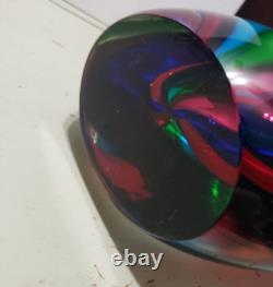 HUGE Vintage Murano Formia VENETIAN ART GLASS VASE Multi Color Panels SUBPERB