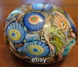 HUGE Vintage Murano Glass Floral Flower & Latice Paperweight