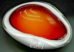 HUGE Vintage Murano opaline cased sommerso glass biomorphic bowl Alfredo Barbini