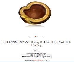 HUGE Vintage Murano opaline cased sommerso glass biomorphic bowl Alfredo Barbini