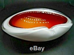 HUGE Vintage Murano opaline cased sommerso glass biomorphic bowl Alfredo Barbini