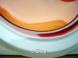 HUGE Vintage Murano opaline cased sommerso glass biomorphic bowl Alfredo Barbini