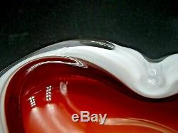 HUGE Vintage Murano opaline cased sommerso glass biomorphic bowl Alfredo Barbini