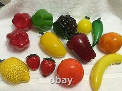 Hand Blown Glass Fruit & Vegetables Vintage Murano Art Deco Lot of 14 pieces