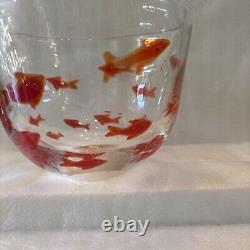 Hand blown Vintage Murano bowl with koi/goldfish Glass Freeform Ice Bucket