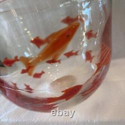 Hand blown Vintage Murano bowl with koi/goldfish Glass Freeform Ice Bucket