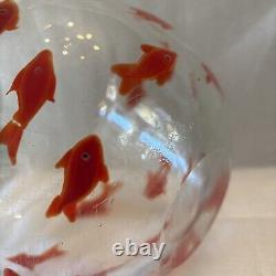 Hand blown Vintage Murano bowl with koi/goldfish Glass Freeform Ice Bucket