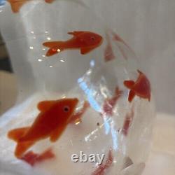 Hand blown Vintage Murano bowl with koi/goldfish Glass Freeform Ice Bucket