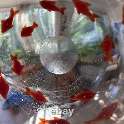 Hand blown Vintage Murano bowl with koi/goldfish Glass Freeform Ice Bucket