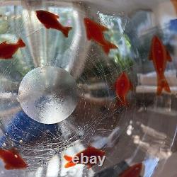 Hand blown Vintage Murano bowl with koi/goldfish Glass Freeform Ice Bucket