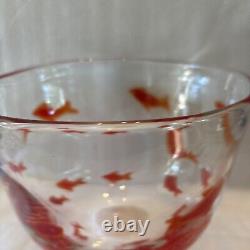 Hand blown Vintage Murano bowl with koi/goldfish Glass Freeform Ice Bucket