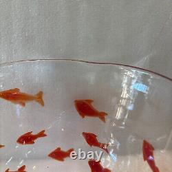 Hand blown Vintage Murano bowl with koi/goldfish Glass Freeform Ice Bucket