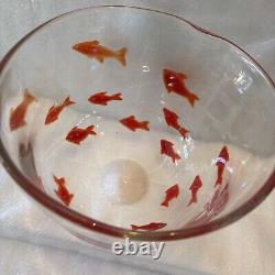 Hand blown Vintage Murano bowl with koi/goldfish Glass Freeform Ice Bucket