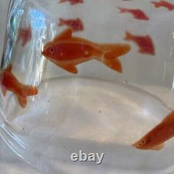 Hand blown Vintage Murano bowl with koi/goldfish Glass Freeform Ice Bucket