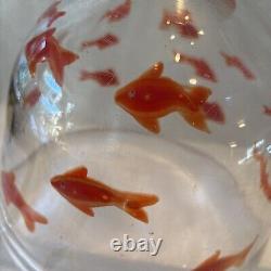 Hand blown Vintage Murano bowl with koi/goldfish Glass Freeform Ice Bucket