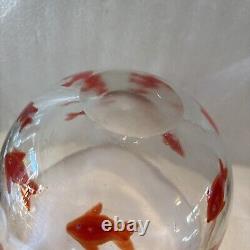 Hand blown Vintage Murano bowl with koi/goldfish Glass Freeform Ice Bucket