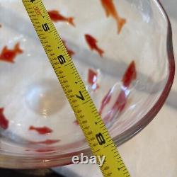 Hand blown Vintage Murano bowl with koi/goldfish Glass Freeform Ice Bucket