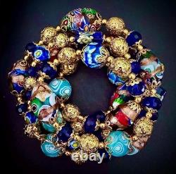 Handmade Millefiori Glass Necklace FEATURING Moretti & Vintage Murano Glass Bead
