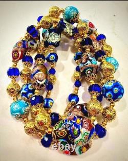 Handmade Millefiori Glass Necklace FEATURING Moretti & Vintage Murano Glass Bead