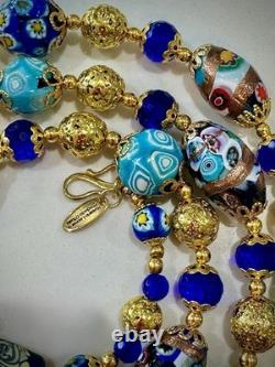 Handmade Millefiori Glass Necklace FEATURING Moretti & Vintage Murano Glass Bead