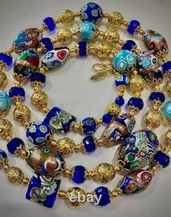 Handmade Millefiori Glass Necklace FEATURING Moretti & Vintage Murano Glass Bead