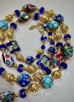 Handmade Millefiori Glass Necklace FEATURING Moretti & Vintage Murano Glass Bead