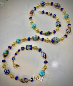 Handmade Millefiori Glass Necklace FEATURING Moretti & Vintage Murano Glass Bead