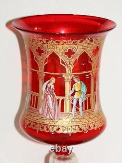 Huge 12 Vintage Antique Venetian Murano Salviati Enamelled Vase Centre Piece