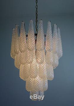 Huge Italian vintage Murano chandelier 52 glass petals drop Mazzega Creator