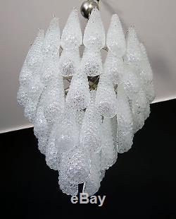 Huge Italian vintage Murano chandelier 52 glass petals drop Mazzega Creator