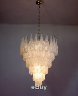 Huge Italian vintage Murano glass chandelier 74 glass petals drop