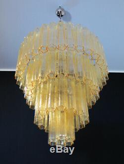 Huge Vintage Murano Glass Tiered Chandelier 78 glasses light amber