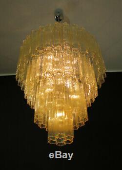Huge Vintage Murano Glass Tiered Chandelier 78 glasses light amber