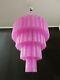 Huge Vintage Murano Glass Tiered Chandelier 78 glasses pink fuxia silk