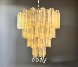 Huge Vintage Murano Glass Tiered Chandelier 80 glasses light amber