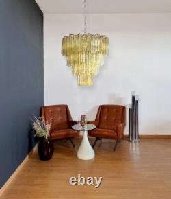 Huge Vintage Murano Glass Tiered Chandelier 80 glasses light amber