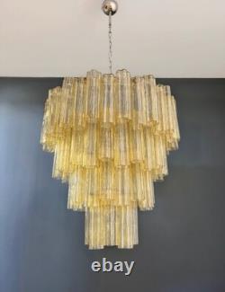 Huge Vintage Murano Glass Tiered Chandelier 80 glasses light amber