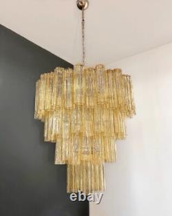Huge Vintage Murano Glass Tiered Chandelier 80 glasses light amber