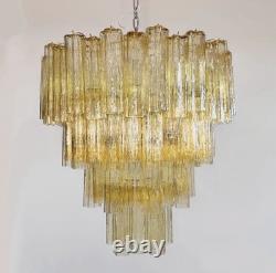 Huge Vintage Murano Glass Tiered Chandelier 80 glasses light amber