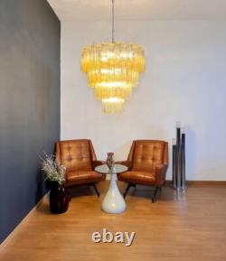 Huge Vintage Murano Glass Tiered Chandelier 80 glasses light amber