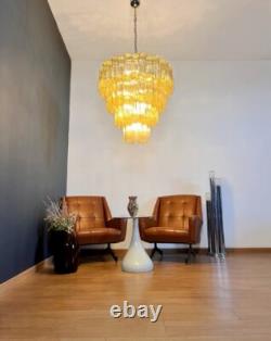 Huge Vintage Murano Glass Tiered Chandelier 80 glasses light amber