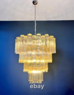 Huge Vintage Murano Glass Tiered Chandelier 80 glasses light amber