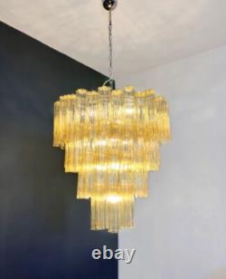 Huge Vintage Murano Glass Tiered Chandelier 80 glasses light amber