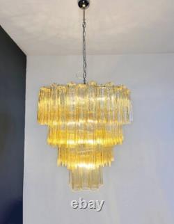 Huge Vintage Murano Glass Tiered Chandelier 80 glasses light amber